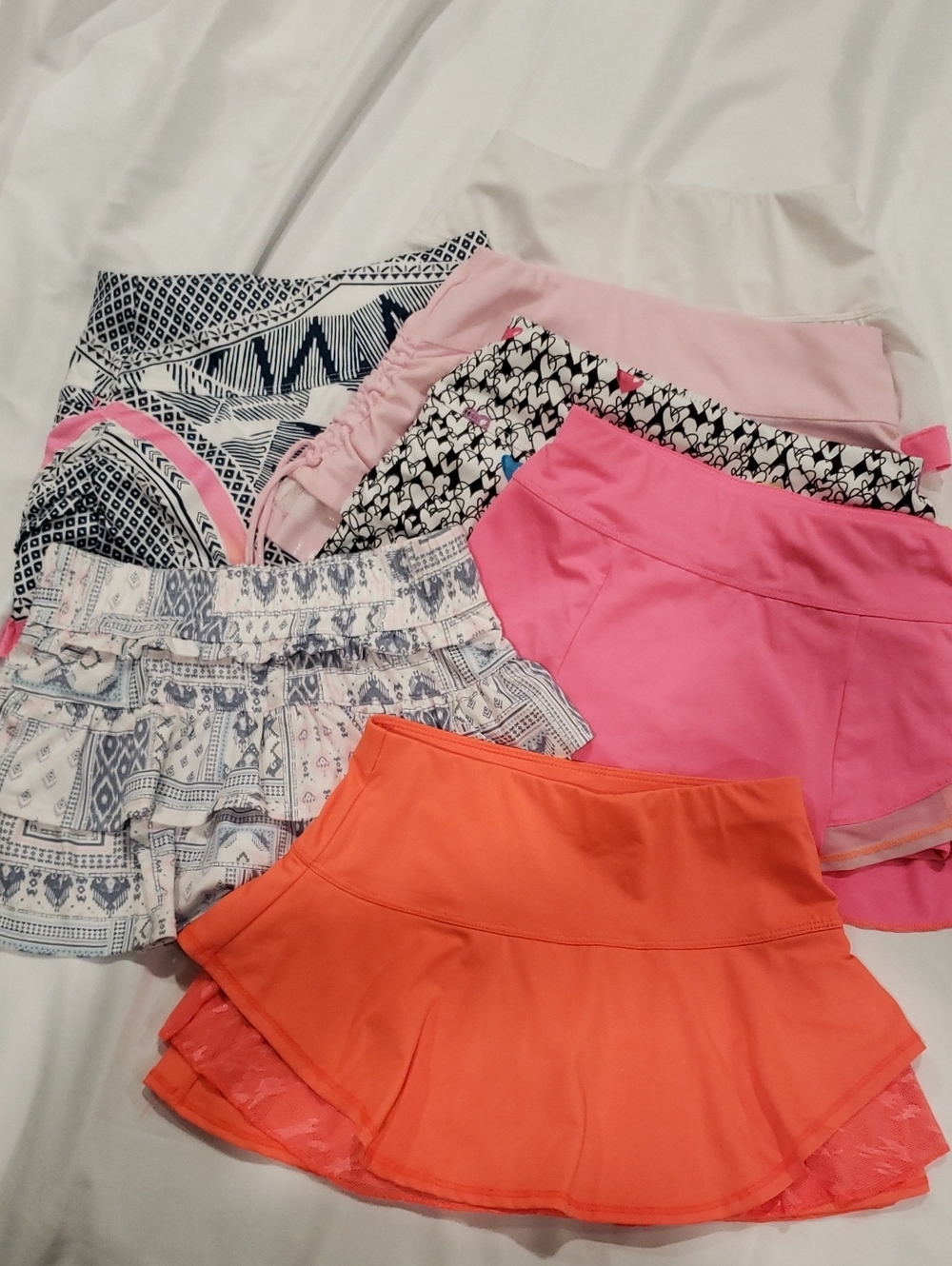 Girl'sPerformance Skorts Pack — Pink, Light Pink, Orange, White, Navy